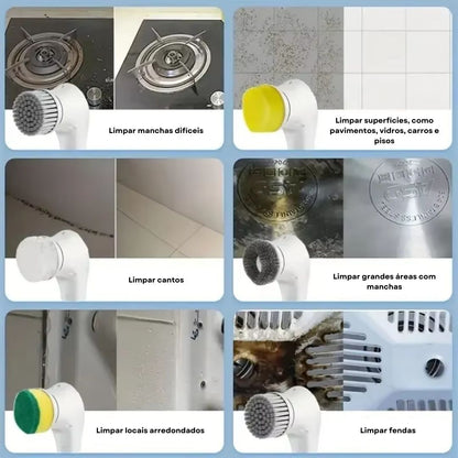 Escova de limpeza elétrica multifuncional