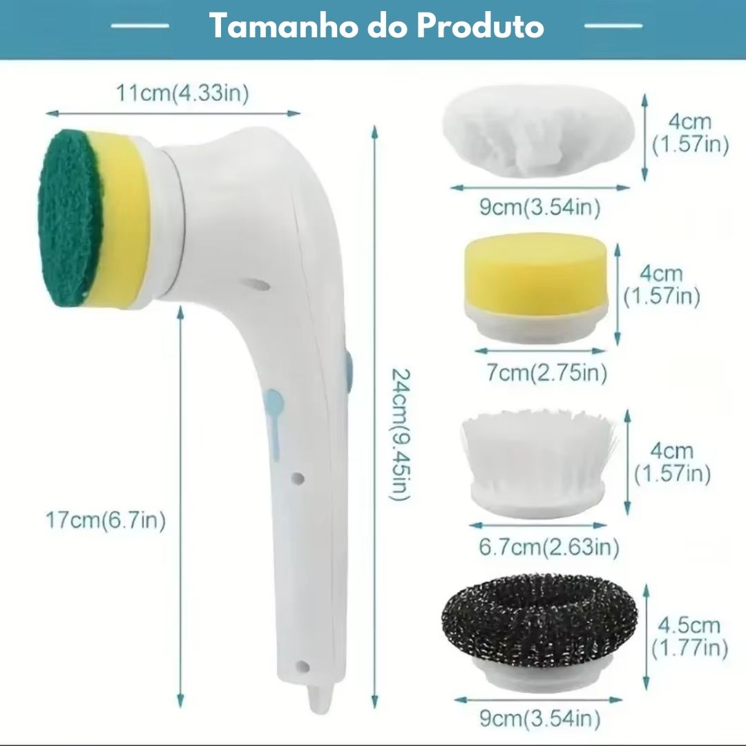 Escova de limpeza elétrica multifuncional